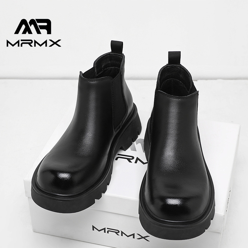 Chelsea New British Style Versatile Casual Elastic Big Toe High Top Men's Leather Shoes Martin Boots