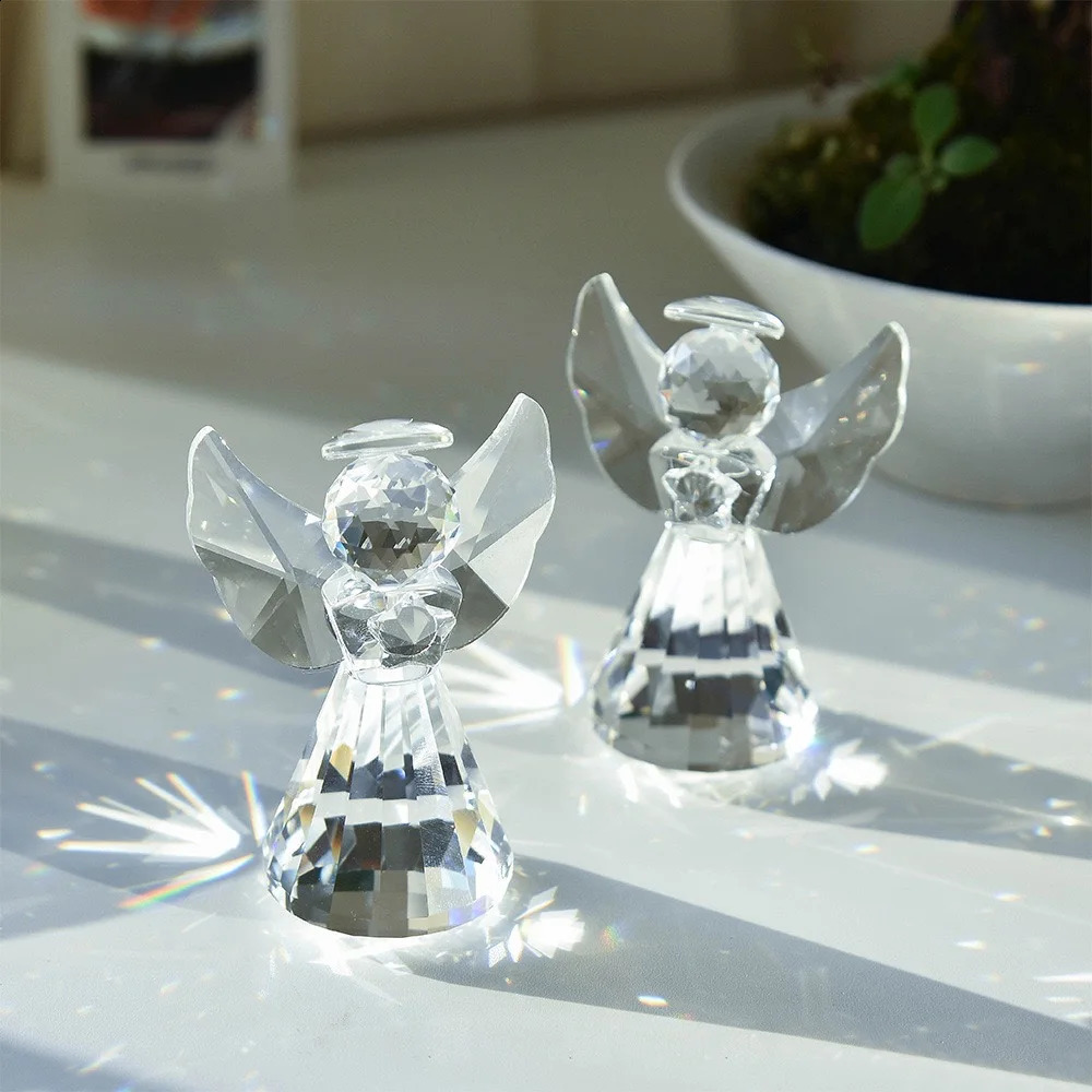 Clear Crystal Angel Statue Glass Angel Statue Collectible Christmas Birthday Home Decor Gift 250818