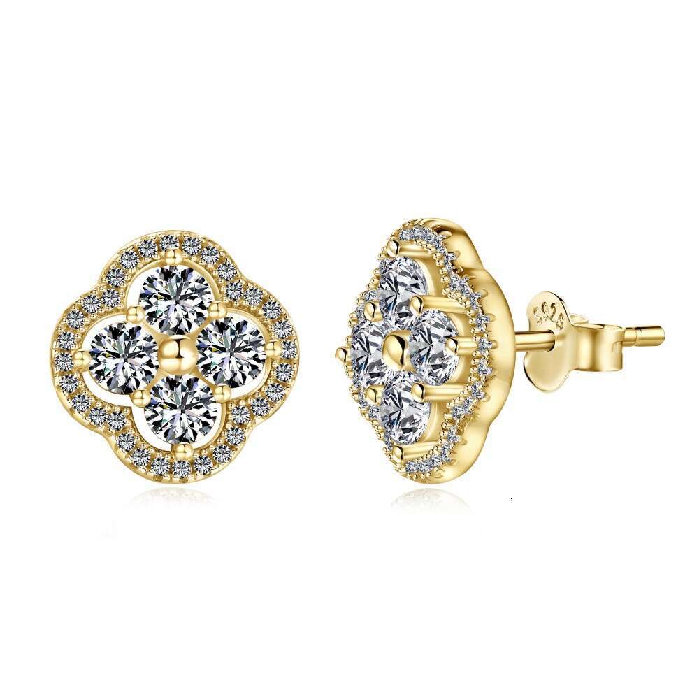mini flower clover stud luxury jewelry luxury earrings jewelry 925 sterling silver moissanite earrings exquisite pearls earings ony earing women uniqu