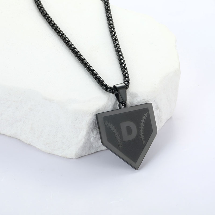 Baseball Stainless Steel Necklace Laser English Letter Pendant