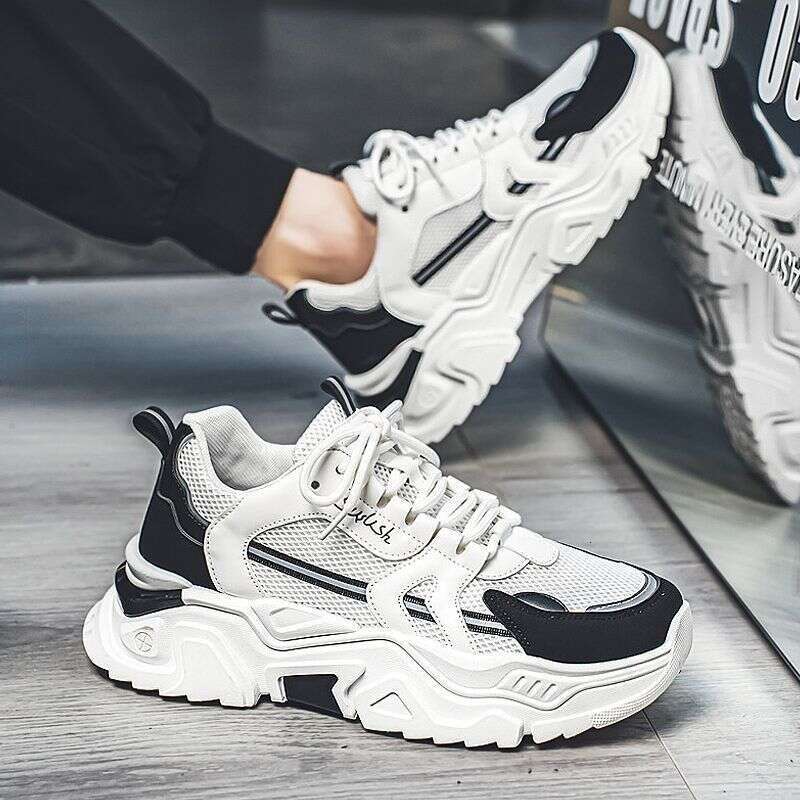Men's Summer Breathable New Style Trend All-match Youth Sports Leisure Thick Bottom Heightening Little White Dad Shoes