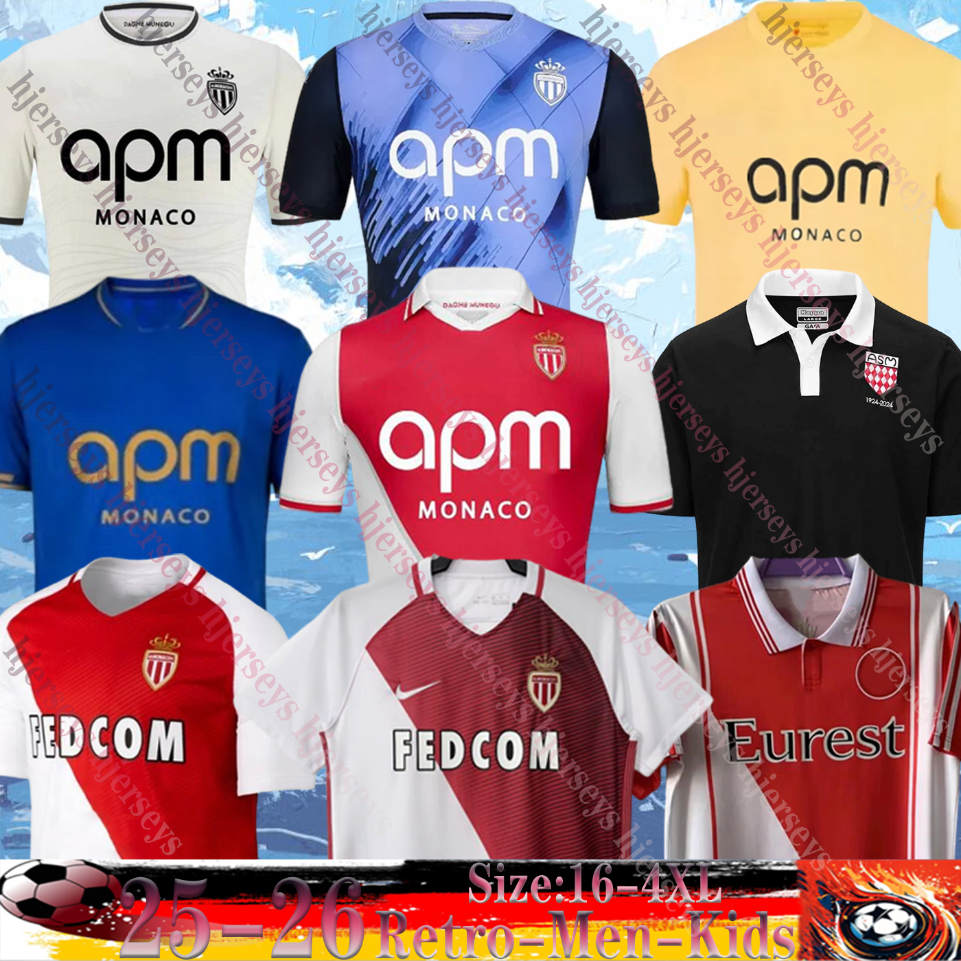 25 26 maillot de foot AS Monaco jersey POGBA Retro 98 16 17BEN YEDDER Soccer Jerseys maillot monacos Men Kids FOFANA Football Shirts 2025 Home Away fan player Centenary