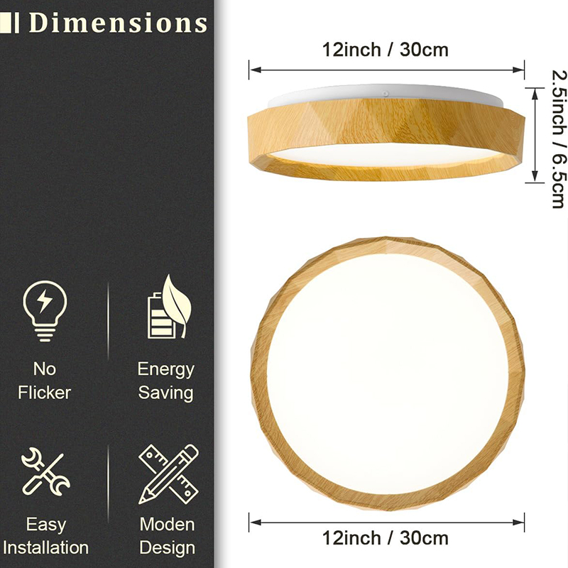 12 inches Sleek Modern Flush Mount Ceiling Light - Brightness & Color Temperature Adjustment for Bedrooms