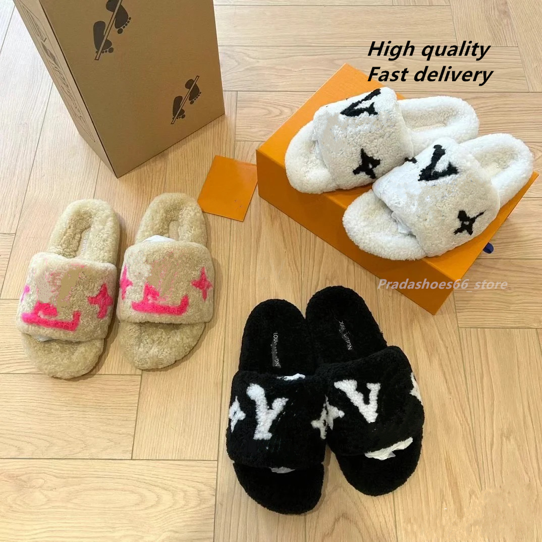 Luxury Slides Designer women Slippers Ladies Wool Winter Fur Fluffy Furry Warm Letters Sandals Comfortable Fuzzy Girl Paris Flip Flop Louiss Slipper LouisSlippers