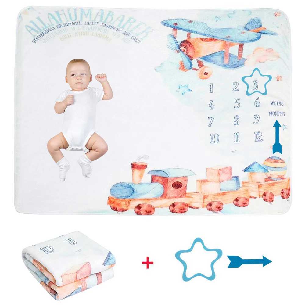 Ylsteed Baby Monthly Milestone Blanket Fleece Photography Background Prop for Boy Girl Lion Animal Rabbit Print Shooting Blanket L250822