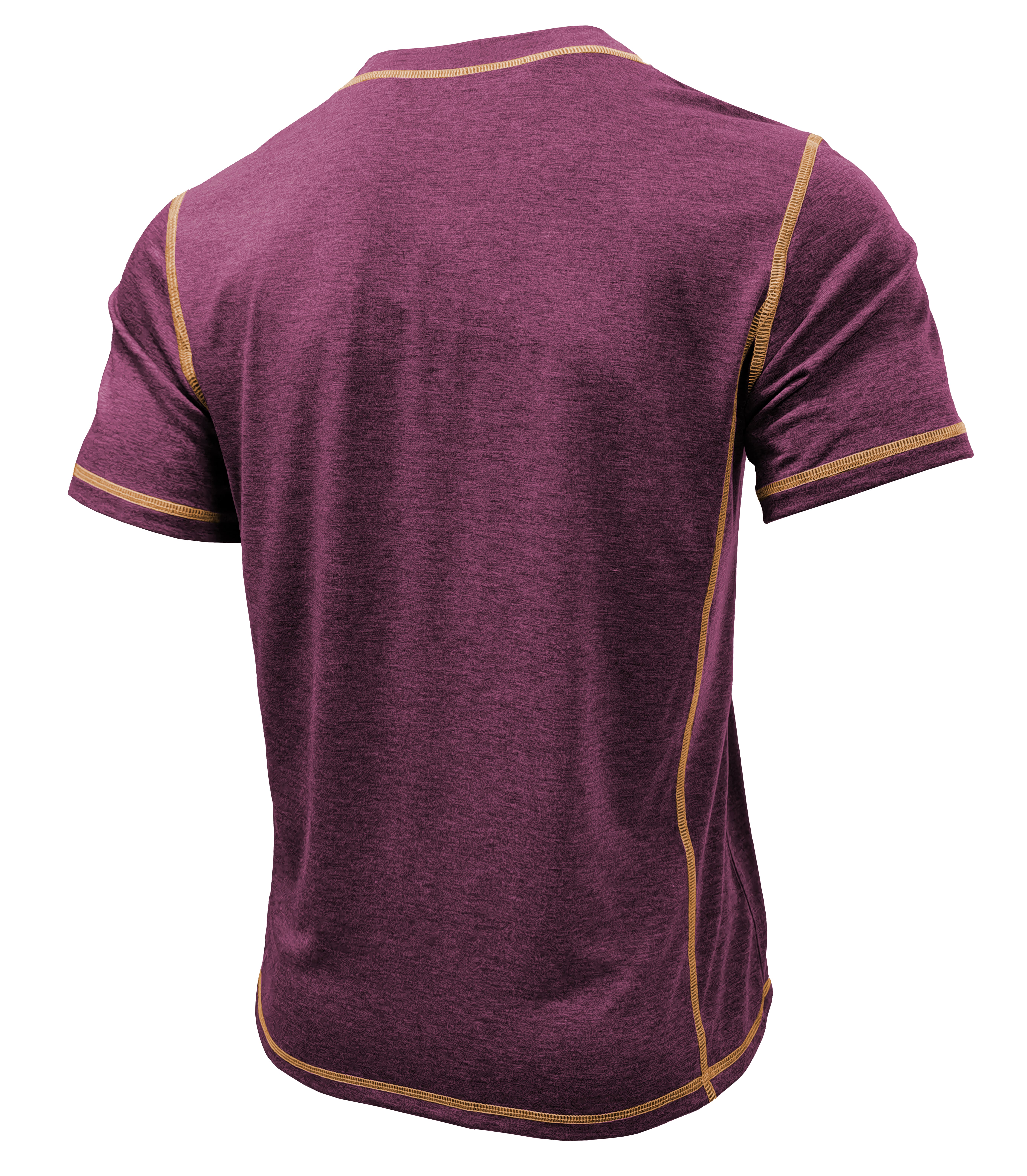 Men's Short - Sleeve Henley Shirt, Burgundy with Contrast Trim and Button Placket