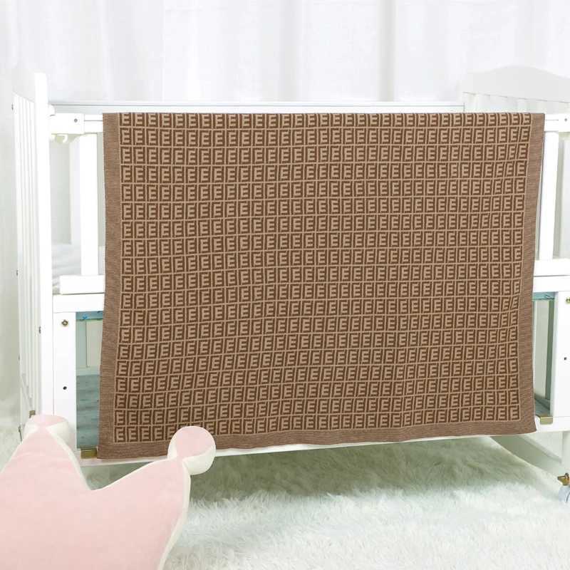 Newborn Baby Blanket 100%Cotton Knit Plaid Girl Boy Stroller Swaddle Super Soft Sleep Sack Infant Bed Crib Letter Quilt 100*80CM L250822