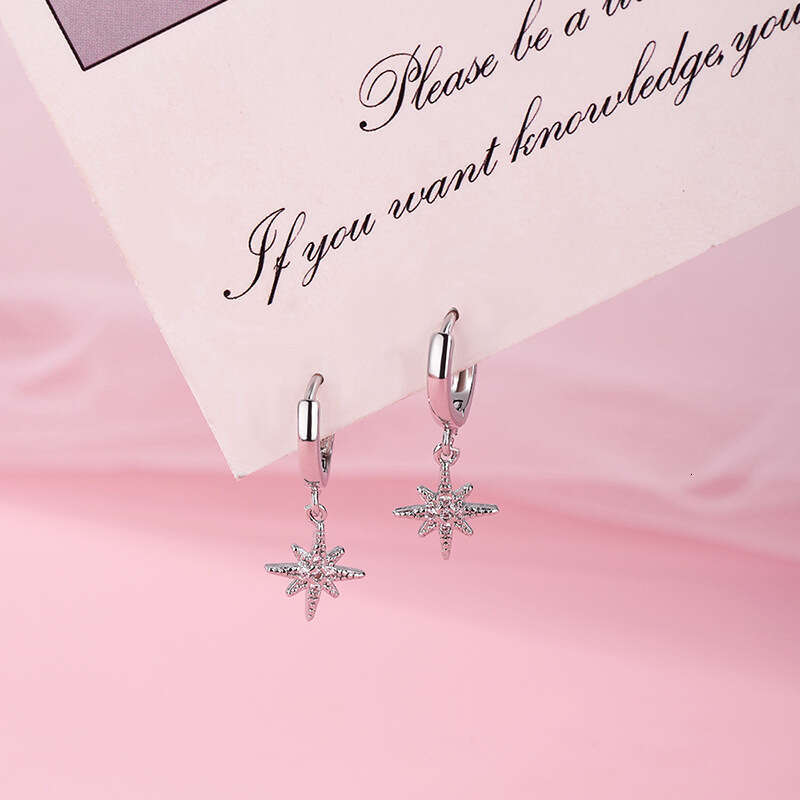 Hexagonal star earrings Earring For Women Earrings Drop Friends Birthday Crystals Austria Round Cut Silver Gold Color Pierced Jewelry