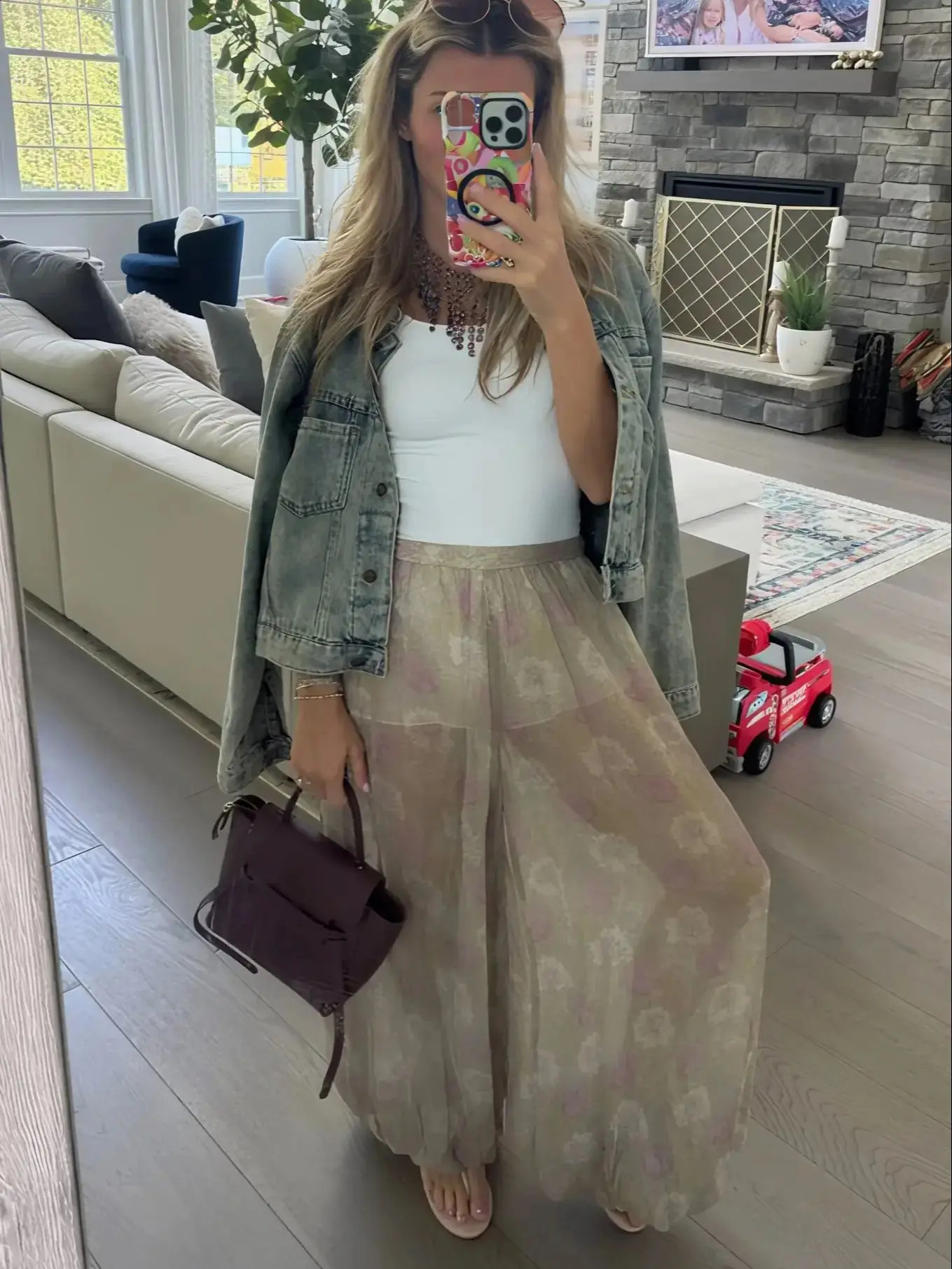 Women Floral Print See Though Wide Leg Trousers Summer Casual Pleated Loose Bloomers Female Holiday Beach Long Pants Z260314
