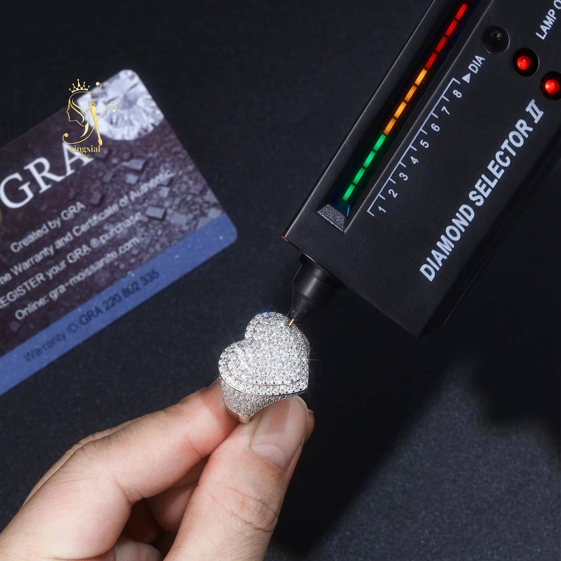 Pass Diamond Tester GRA Heart Ring 925 Sterling Silver Fully Iced Out VVS Diamond Ring Custom Hiphop Moissanite Luxury Ring