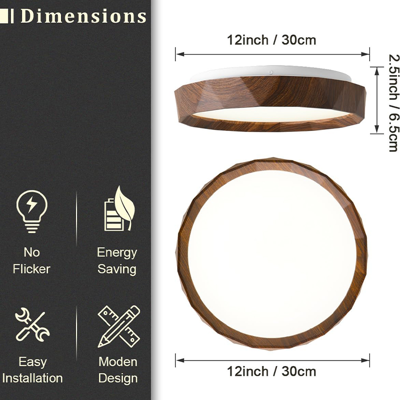 12 inches Sleek Modern Flush Mount Ceiling Light - Brightness & Color Temperature Adjustment for Bedrooms