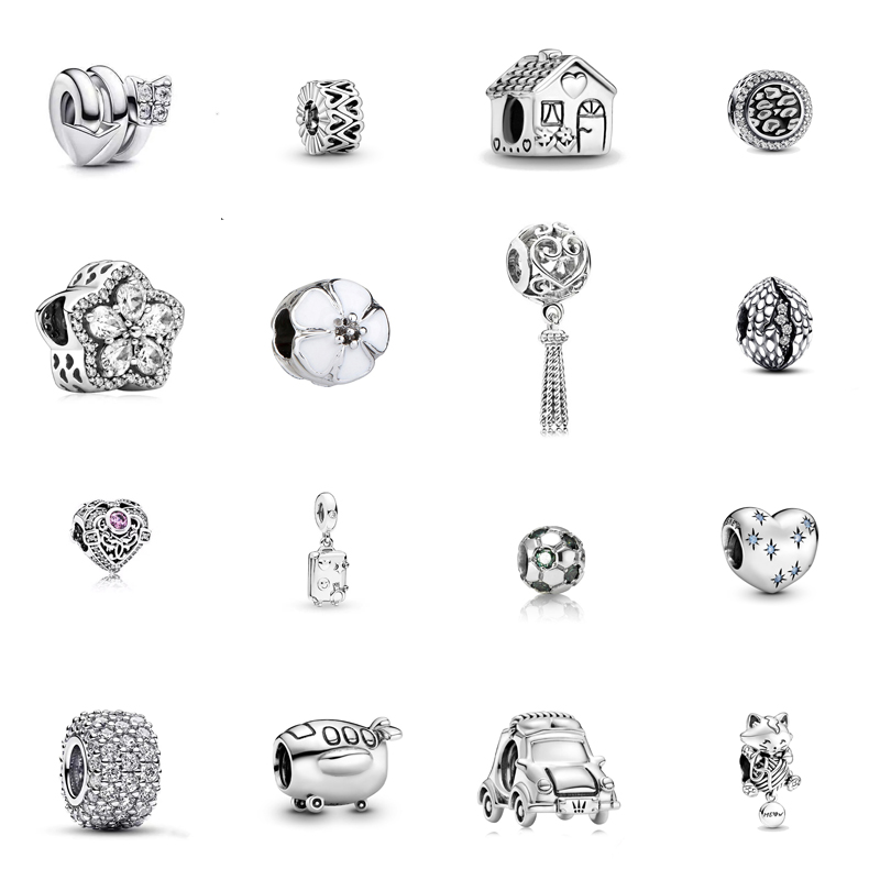 Designer Love House Airplane Car Flower Diamond Jewelry Bracelet DIY Hanging Bead Silver S925 Free Shipping