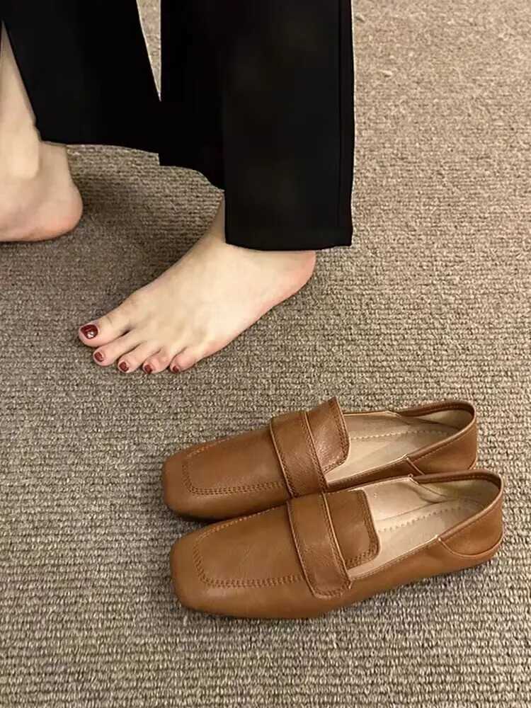 2025 Hot Selling French Square-Toe Loafers for Women - Slip-On Comfortable Flats with Soft Sole Gentle Style Work Pumps Y250823