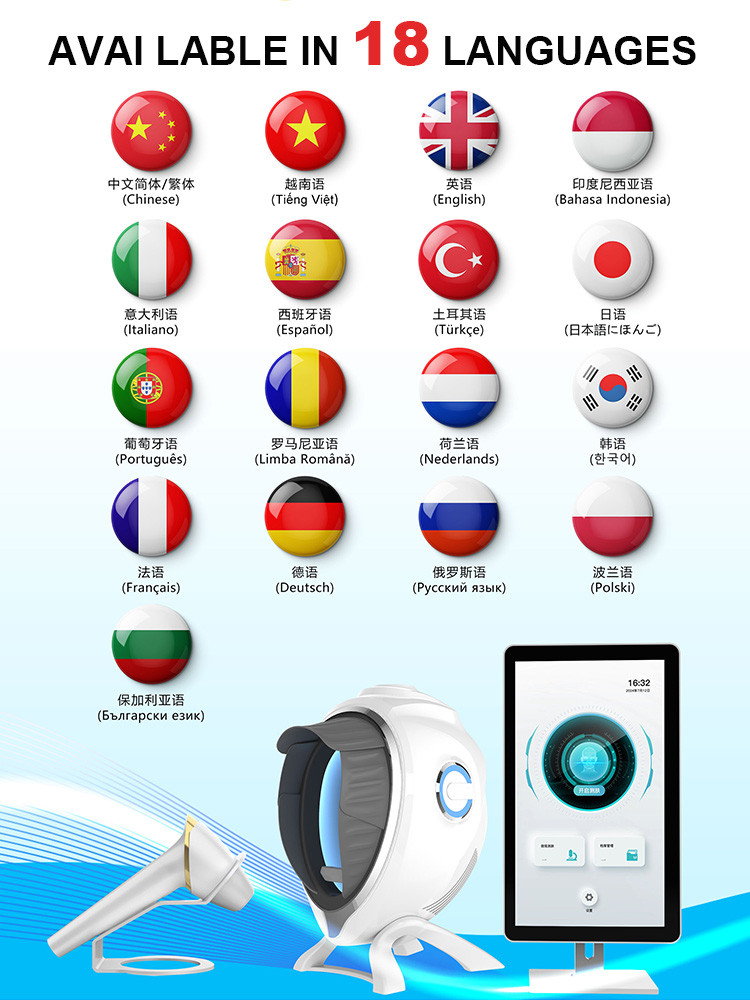 Professional Comprehensive Skin Analysis 3D AI Facial Skin Analyzer Equipment Detection Skin Problem Diagnosis 8 Spectrum Machine
