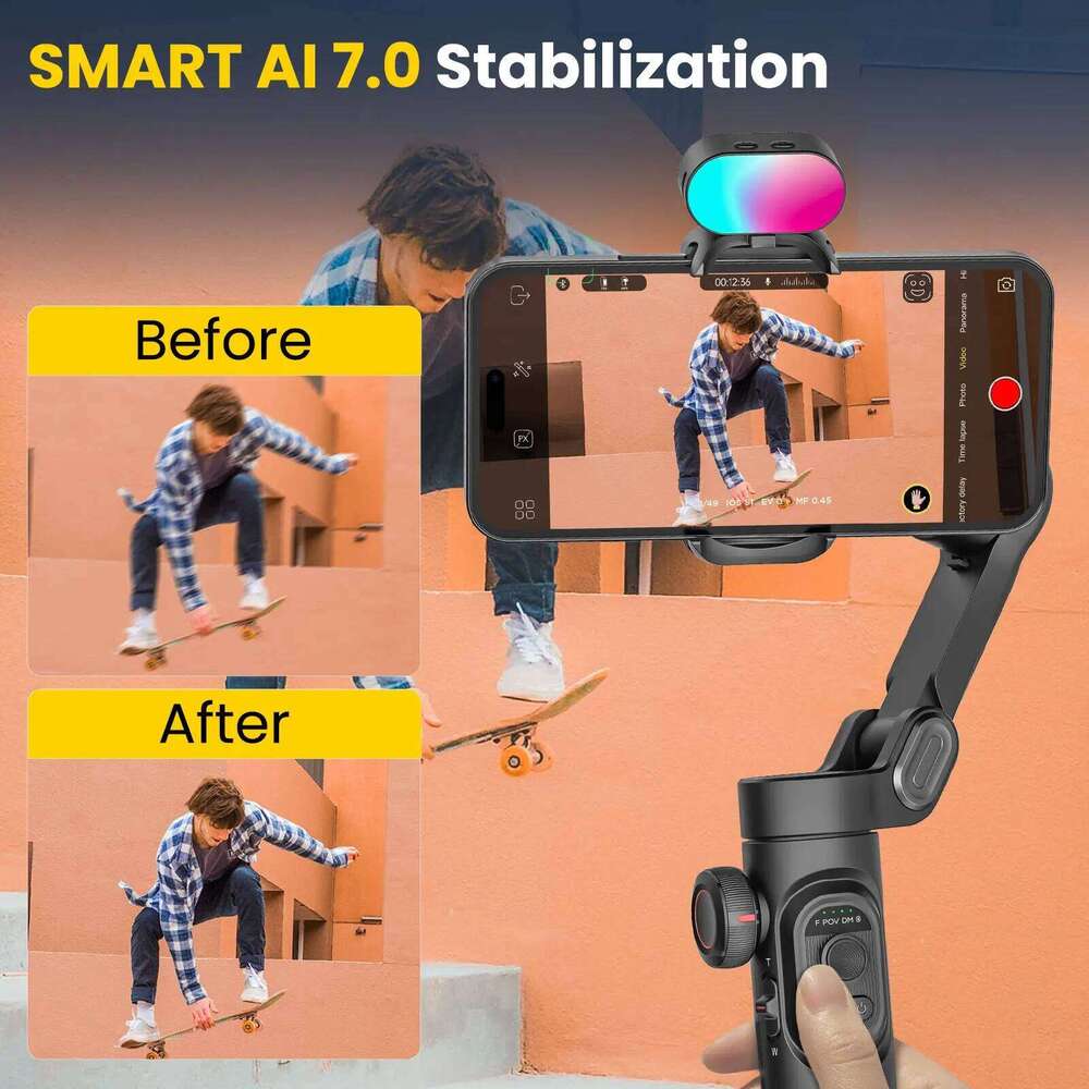Stabilizers AOCHUAN Smart XE Combo1 3 Axis Handheld Gimbal For Iphone And Android Smartphone Stabilizer With Extension Rod