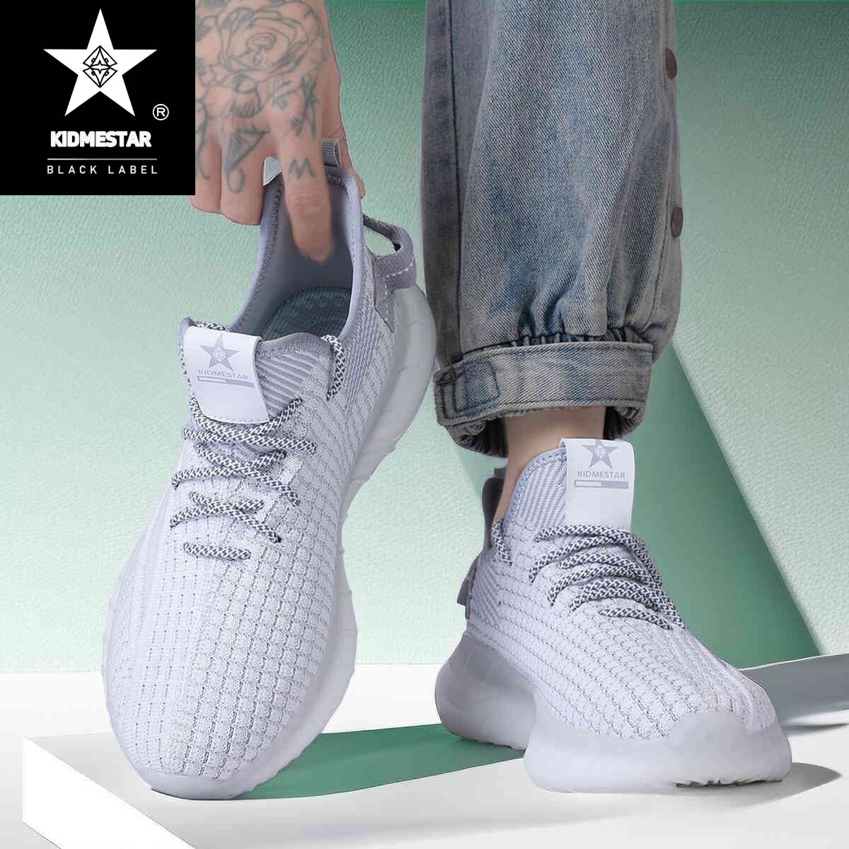 KIDMESTAR Men's Breathable Designer Outdoor Sports Shoes Fashionable Classic Flat Shoes Trendy Soft-soled Sports Running Shoes Casual Luxury Brea