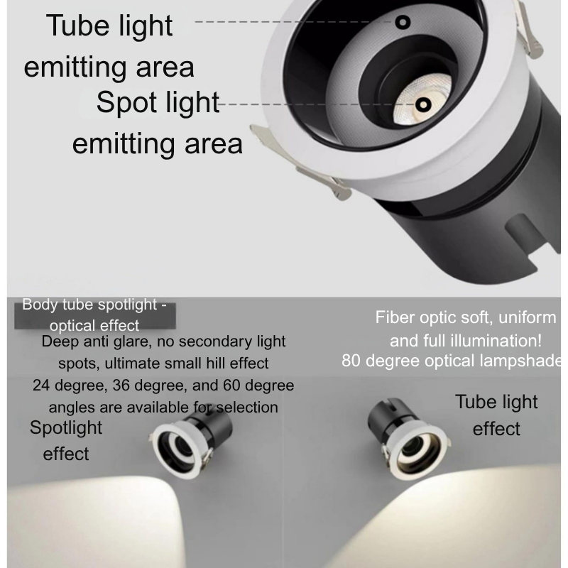 Embedded book led downlight, led downlight and spotlight integrated anti-glare, no main light, living room home, deep cup adjustable dimming 35