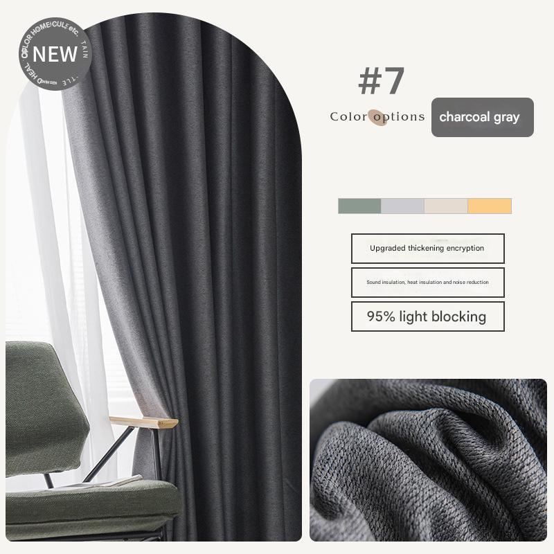 YL-36989 flat double-sided linen curtain fabric high light-proof sunshade soundproof cotton and linen curtain finished product for living room and bed