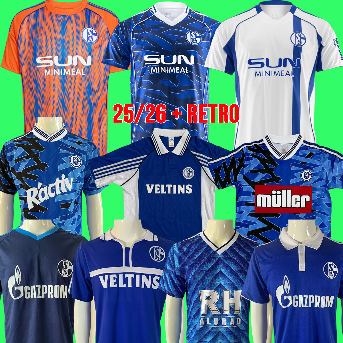 25 26 Schalke 04 home away third Soccer Jerseys 2025 2026 Football shirt Retro 84 85 88 89 92 93 94 98 99 00 01 02 10 11 Vintage