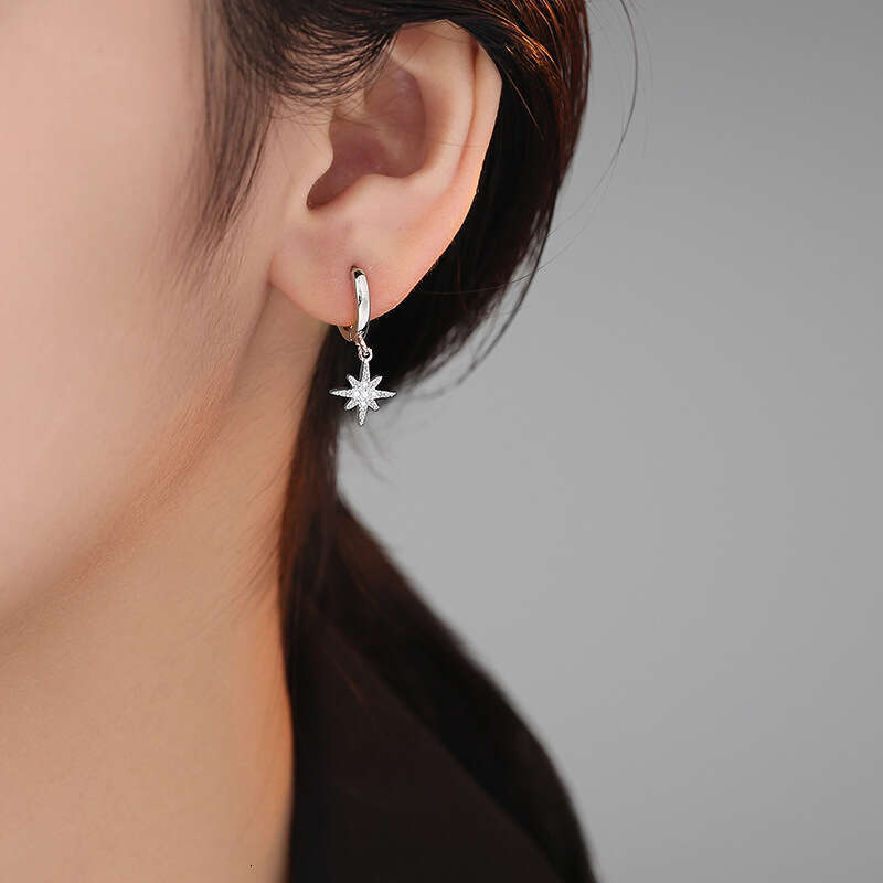 Hexagonal star earrings Earring For Women Earrings Drop Friends Birthday Crystals Austria Round Cut Silver Gold Color Pierced Jewelry