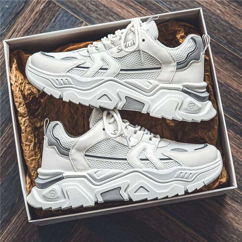 Men's Summer Breathable New Style Trend All-match Youth Sports Leisure Thick Bottom Heightening Little White Dad Shoes