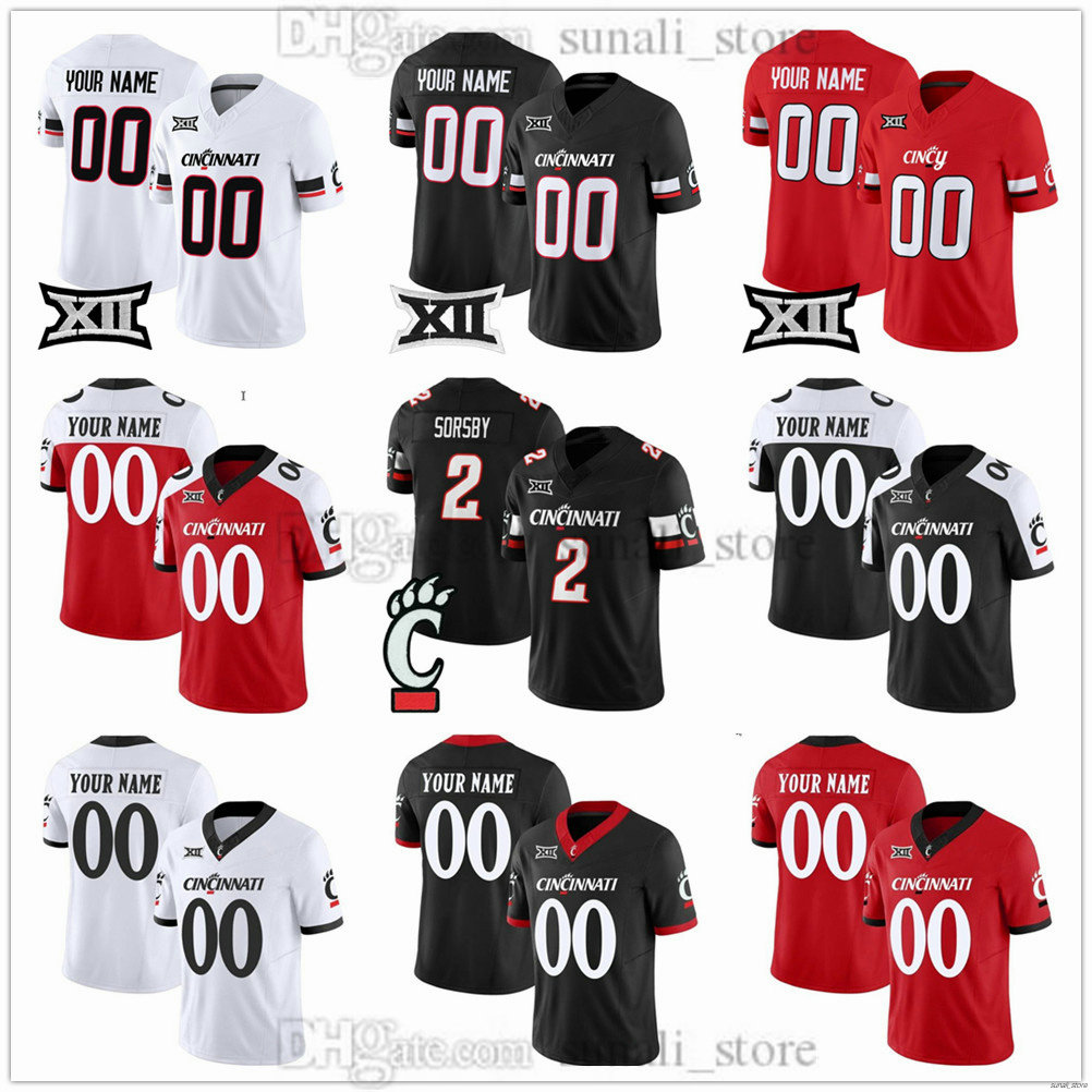 2026 Men's College Bearcats Football Jersey 2 Brendan Sorsby 3 Tawee Walker 9 Jeff Caldwell 10 Caleb Goodie 4 Cyrus Allen 11 Joe Royer 53 Gavin Gerhardt Stitched