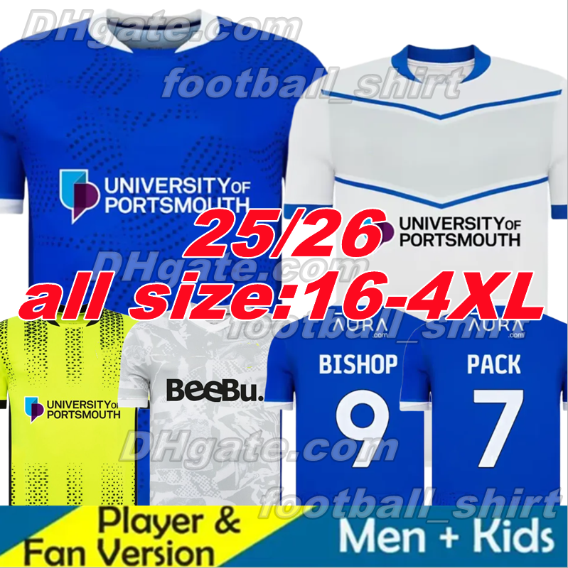 4XL 25 26 Portsmouth Soccer Jerseys 2025 2026 Portsmouth home away 3rd Football SAYDEE BISHOP YENGI SILVERA DOZZELL mens kids uniforms football shirt