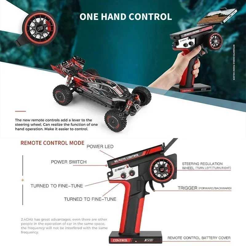 WLtoys 124010 55KM/H RC Car Professional Racing Vehicle 4WD Off-road Electric High Speed Drift Remote Control Toys for Children L250822