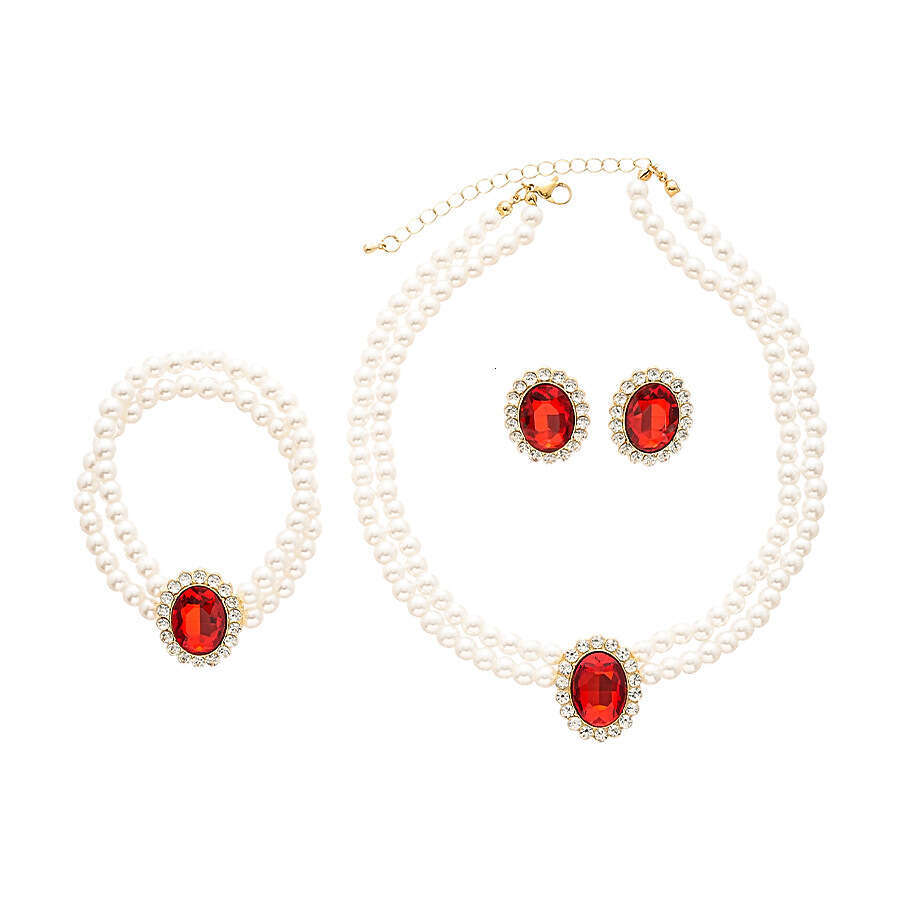 love ring Luxury Love Pearl Earrings Exaggerated Noble Necklaces Emerald Heart Danglers Jewelry Sets Birthday Gift Anniversary