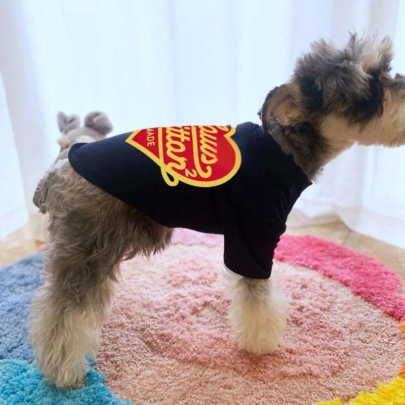 Designer T Shirts Brand Apparel Soft, Lightweight Puppy Shirt Vest for Small and Medium Dogs Cotton Dog Clothes with Classic Letter Heart Pattern Dark