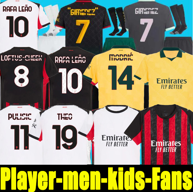 S-4XL 2025 Modric Soccer Jerseys acmilan 25 26 PULISIC THEO RICCI Shirt RAFA LEAO CALABRIA GIMENEZ KALULU OKAFOR BENNACER WALKER kids kit Football kit