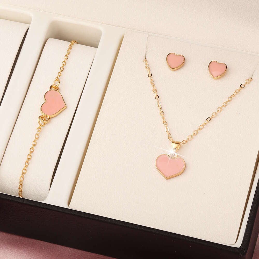 necklace set jewelry jewelry sets for women rose gold color double rings earings necklace titanium steel sets hot fasion