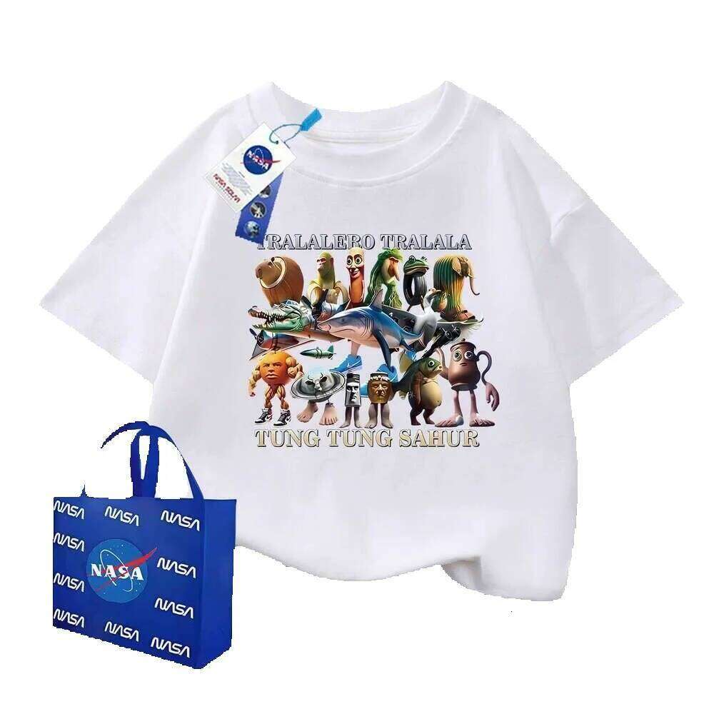 Kids Designer Clothes Cartoon Printed Classic of Mountains and Seas T-Shirt Children NASA 2025 Summer Collaboration Boys Girls Combed Cotton Soft Shor