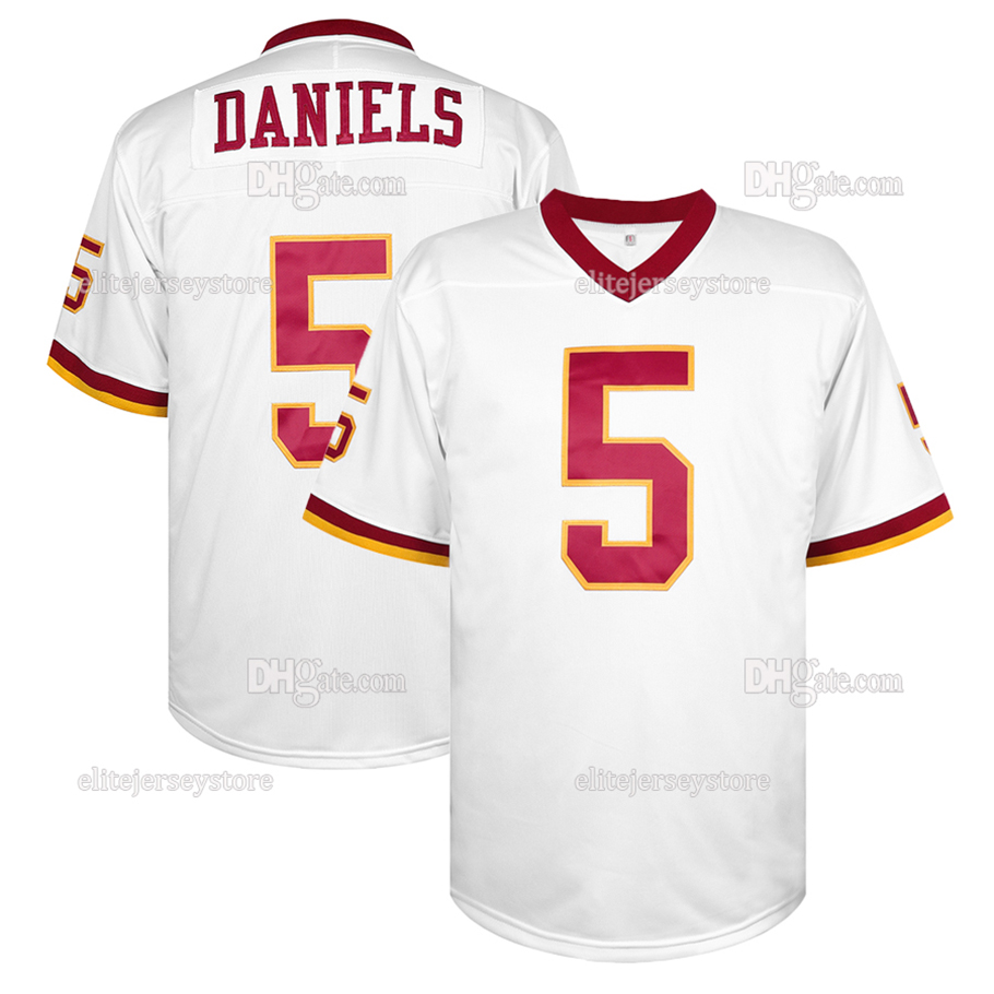 In stock Jayden Daniels Sean Taylor Football Jersey Christmas Gift 100% Stitched Fast Shipping Grey Embroidered Letter Number Design