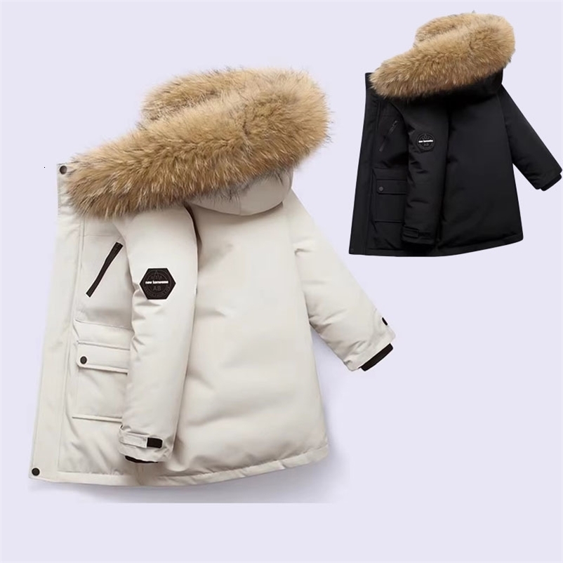 Winter Kids Thick Warm Jacket Children Padded Plus Velvet Parkas Coat Boys Girls Fur Collar Hooded Cotton Clothes Outerwear 250823
