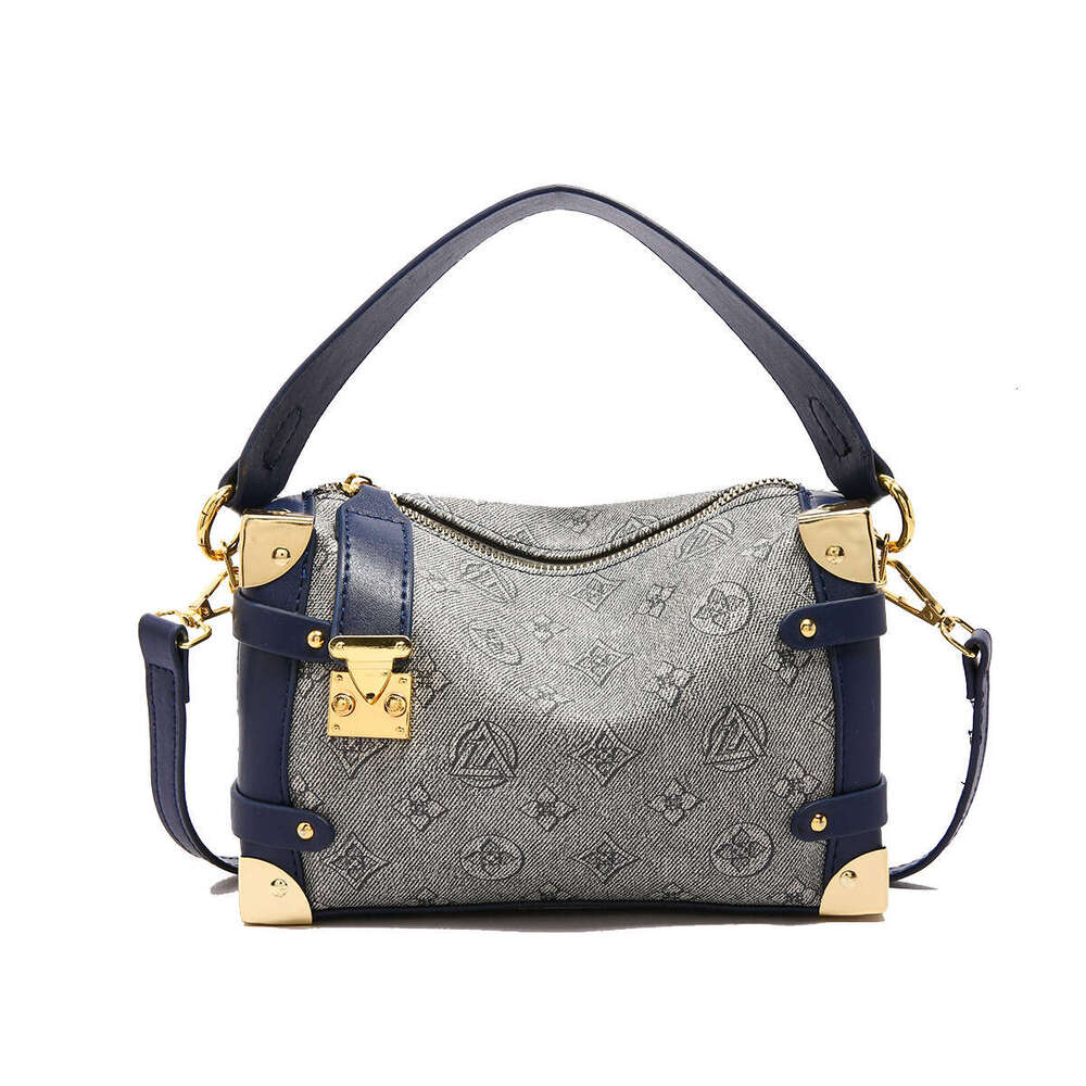 New Handheld Soft Box High-end Fashion Print Color-blocking Light Luxury Handbag Single Shoulder Crossbody Women's Bag