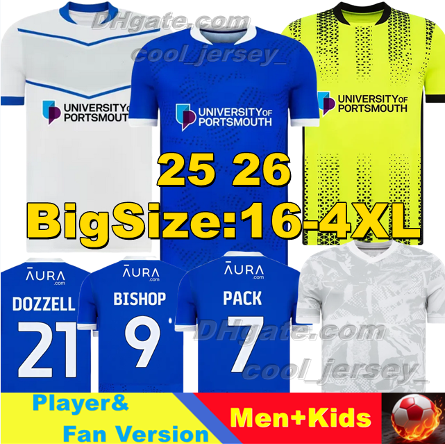 4XL 25 26 Portsmouth Soccer Jerseys 2025 2026 Portsmouth home away 3rd Football SAYDEE BISHOP YENGI SILVERA DOZZELL mens kids uniforms football shirt