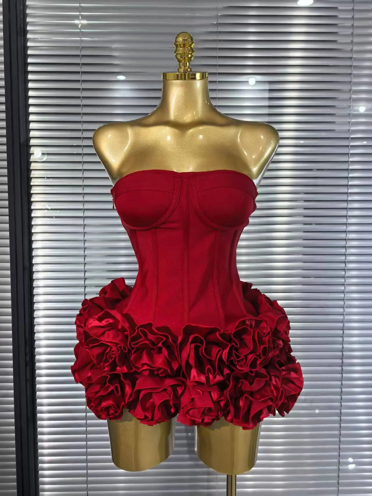 Women Evening Bandage Dress Strapless Bodycon Flowers Mini Celebrity Sexy Birthday Party Dresses Po Shoot Nightclub Outfit 250823