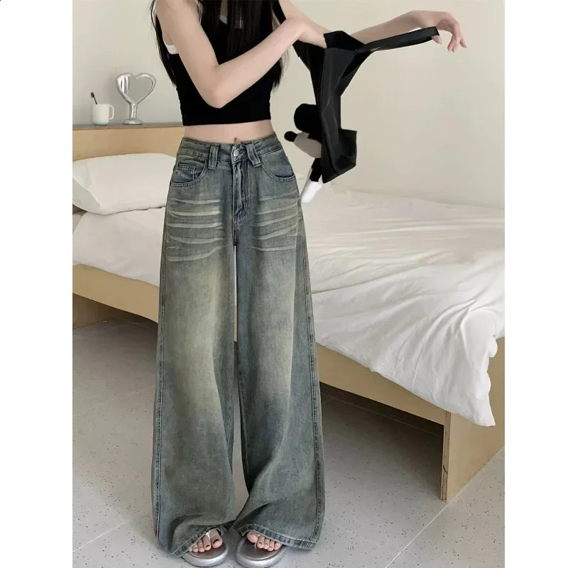 Vintage WideLeg Jeans Womens LooseFit HighWaisted Slimming Casual StraightLeg Long Pants On The Ground Z260313