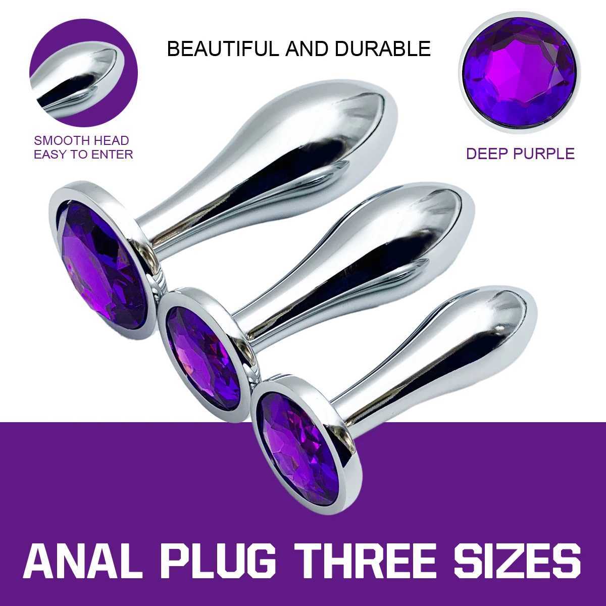 Metal Drop Anal Plug For Women Stainless Steel Three Sizes Jewel Base Butt Plug G-point Massage Adult Sex Toys Male/Famale Gay gbamboo_GFKK