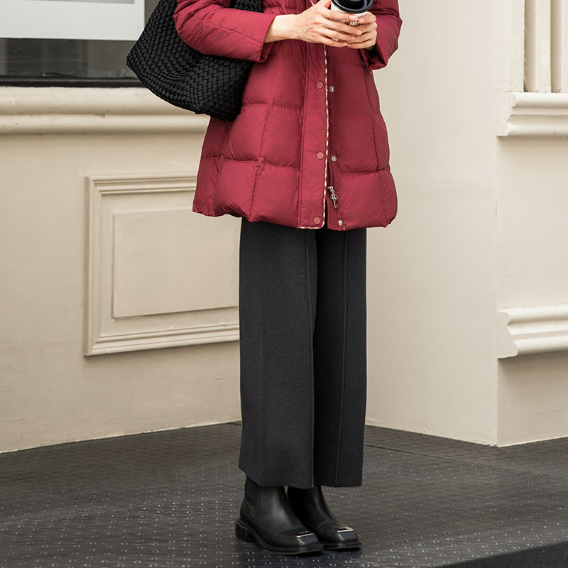 Autumn Winter Womens Casual Deep Color Broad Leg Pants Comfortable Lazy Day Outfit - K48552