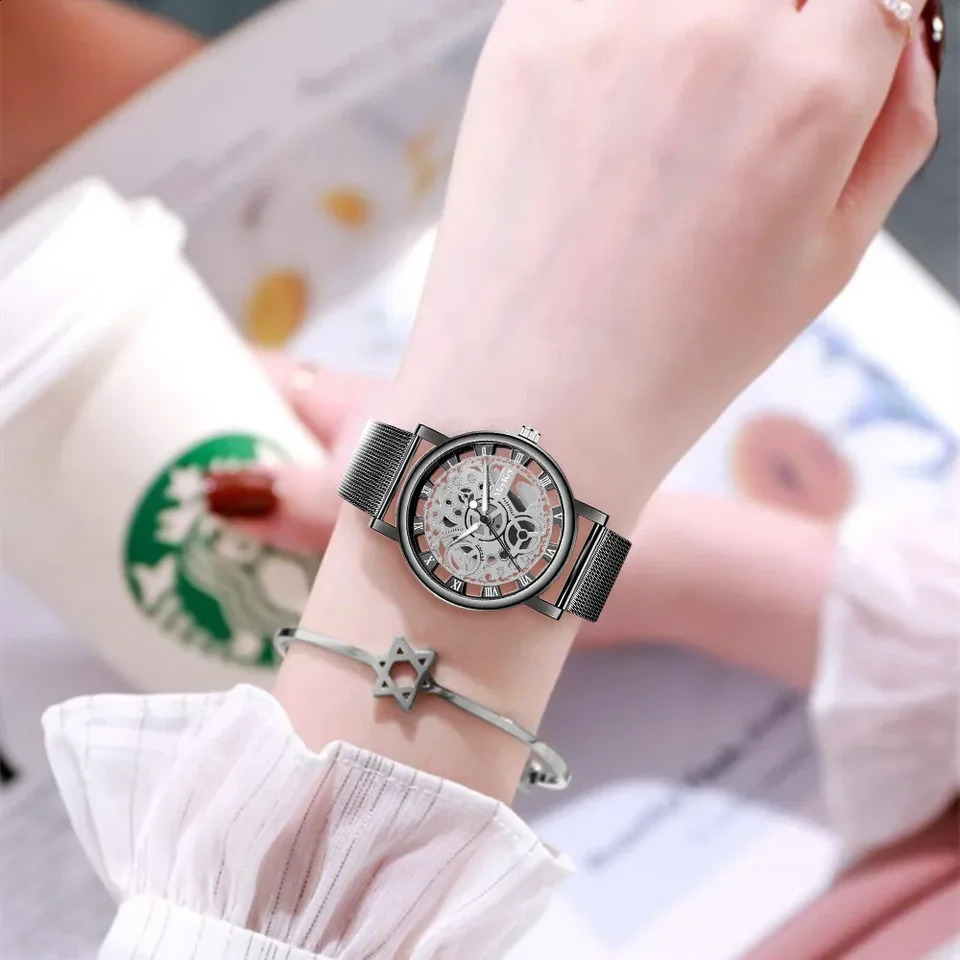 Fashion Top Women Hollow Skeleton Faux Mechanical Watch Ladies Quartz Wrist Watches For Female Relogio Feminino 250818