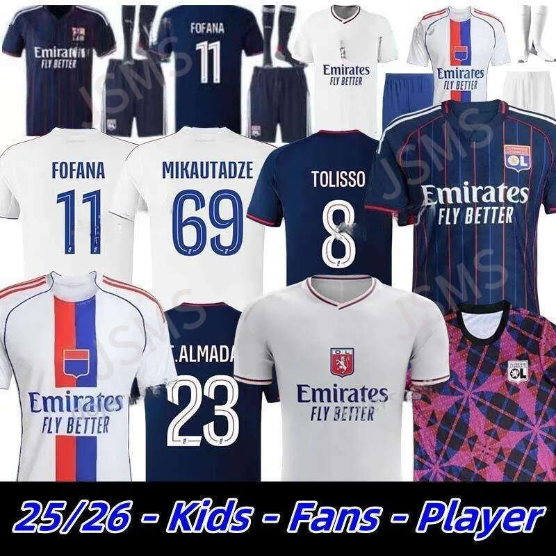 25 26 Maillot Lyon Soccer Jerseys 2025 2026 75-Year Olympique Lyonnais OL 3rd Fourth Shirts CHERKI man kids kit Mikautadze FOFANA Men Football Shirt NUAMAH Kids