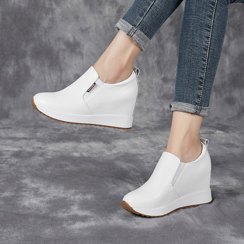 White Wedge Shoes Women Sneakers Spring Autumn Hidden Heels Ladies Loafers Shoes Casual Comfort Wedges Platform Female Shoes 240615
