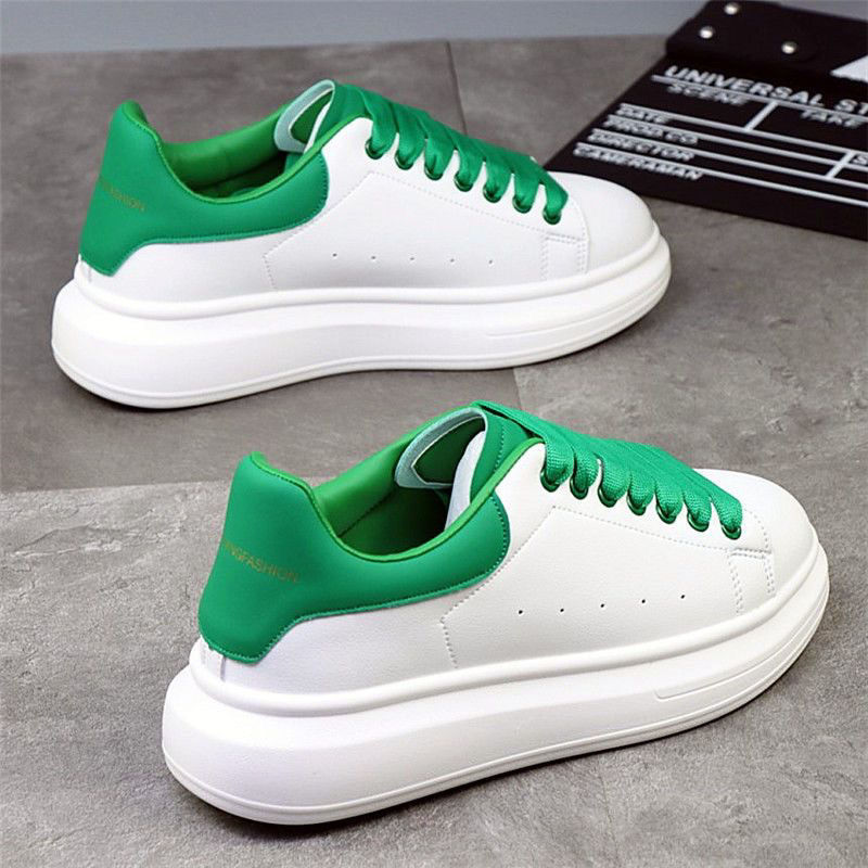 free Shipping Thick soled inner height increasing deep blue tailboard shoes casual versatile men women shoes sports trendy shoes for couples white Sne