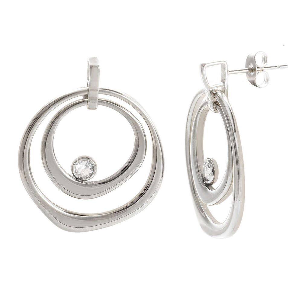 moissanite chain jewelry jewelry sets for women rose gold color double rings earings necklace titanium steel sets hot fasion earrings