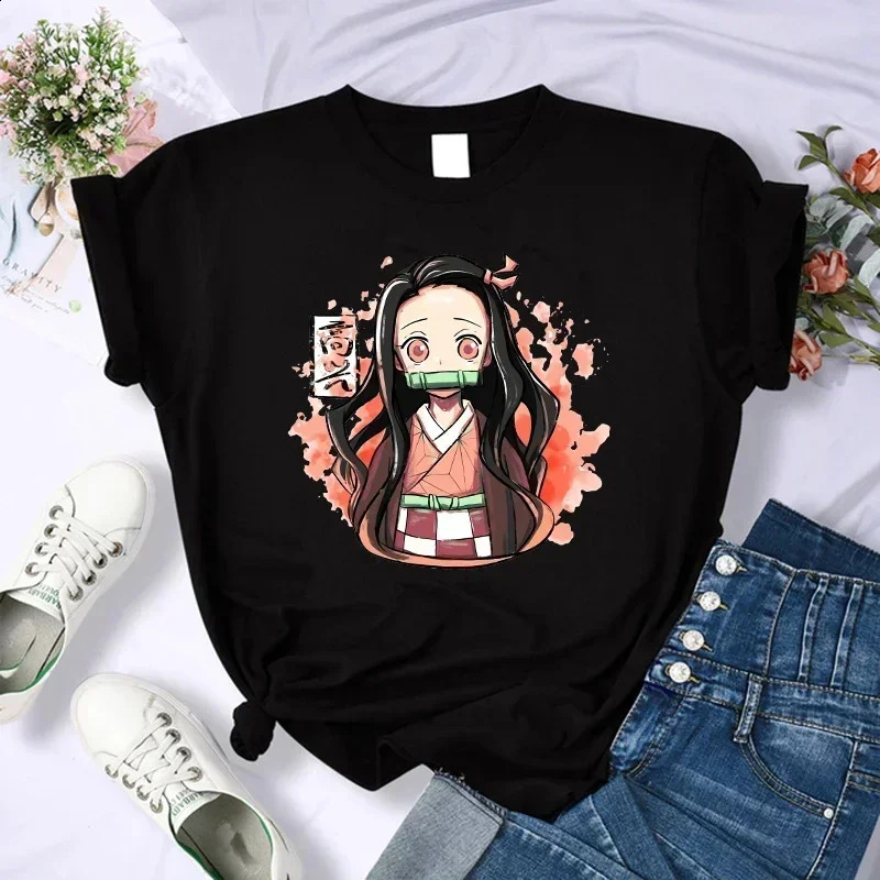 Demon Slayer T Shirt Women Kimetsu No Yaiba Nezuko Tshirt Female Tanjirou Kamado Graphic Tee Shirt Japanese Anime Manga T-shirt250823