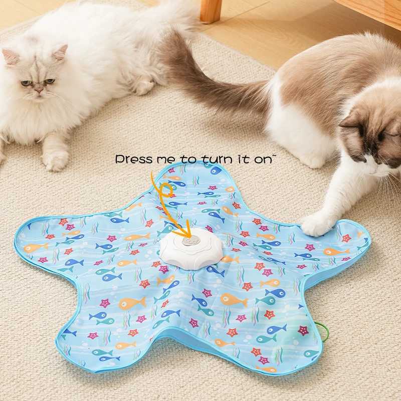 Cat Toys Interactive Hide and Seek Cat Toy with Mouse Squeaky Motion Activated Moving Concealed Feathers Kitten Teaser Toy XJ250823