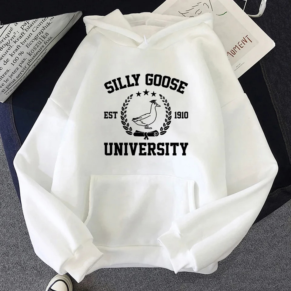 Silly Goose University Hoodie Women Aesthetic Graphic Hoodies Unisex Autumn Winter Hip Hop Casual Vintage Pullovers Sweatshirts 250823