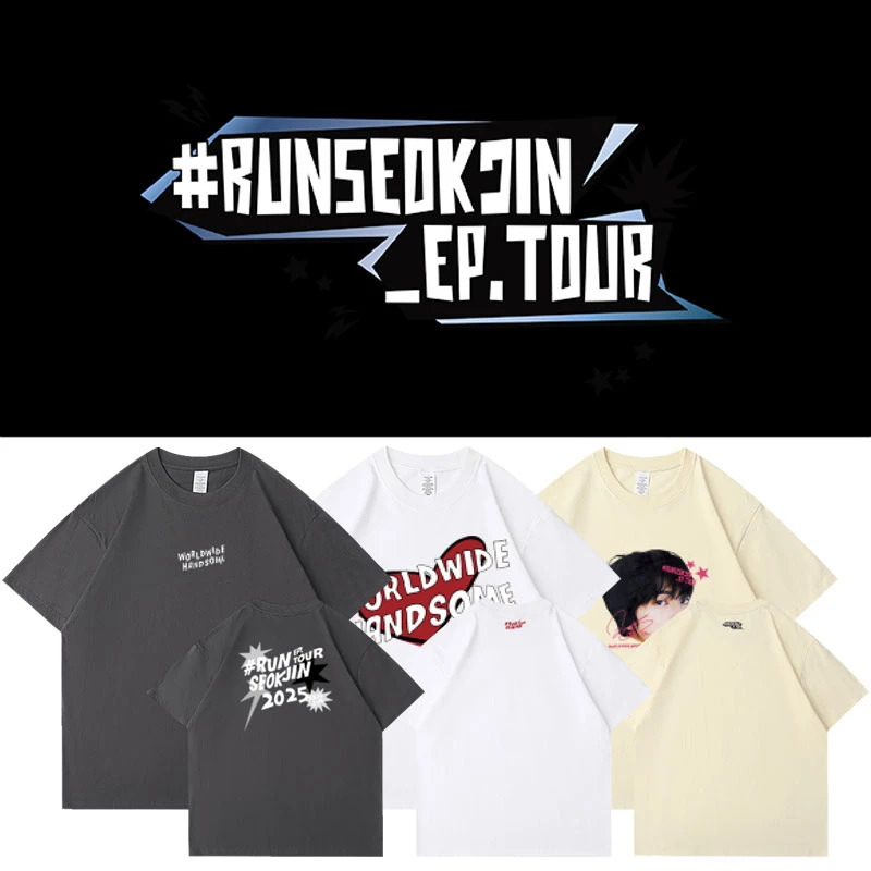 Jin Runseokjin EP Tour 2025 Tshirt Fashion Short Sleeve Cotton Men Women Tshirts Korean Singer Album Echo Graphic T Shirt 250822